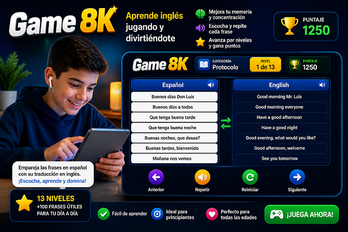Academia 8k. Cursos de Ingles y comprensión de lectura